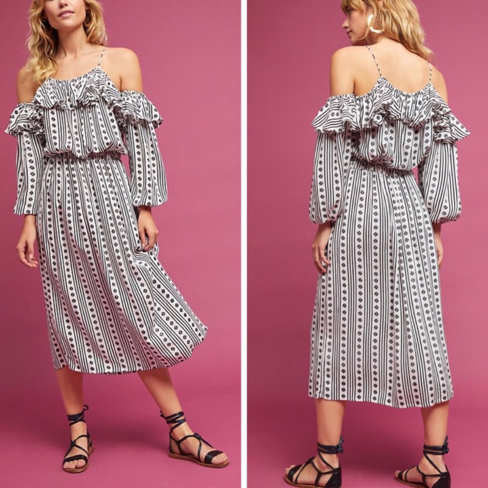 RELISTING Boho Open Shoulder Midi Dress - Picture 2 of 7